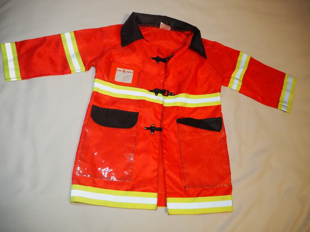 Kids Firefighter Dress Up Jacket Fire Dept Costume Pretend Play Halloween Coat